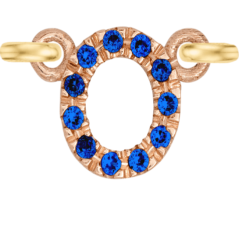 Rose Gold, Blue Sapphire Letter - Roxanne First