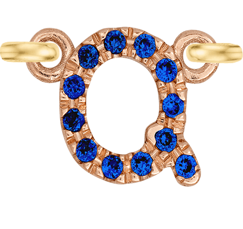 Rose Gold, Blue Sapphire Letter - Roxanne First