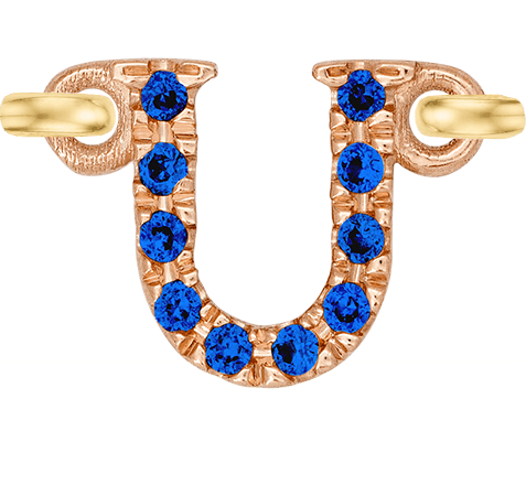 Rose Gold, Blue Sapphire Letter - Roxanne First