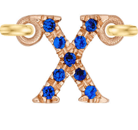 Rose Gold, Blue Sapphire Letter - Roxanne First