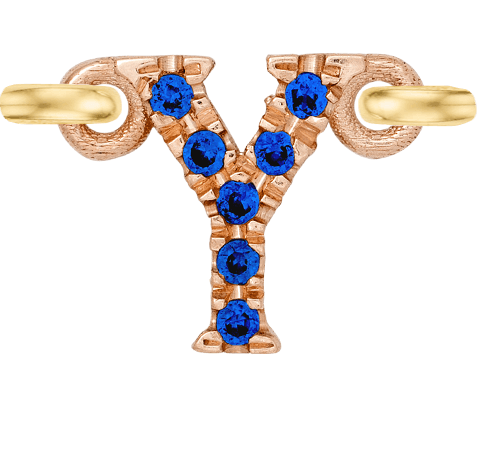 Rose Gold, Blue Sapphire Letter - Roxanne First