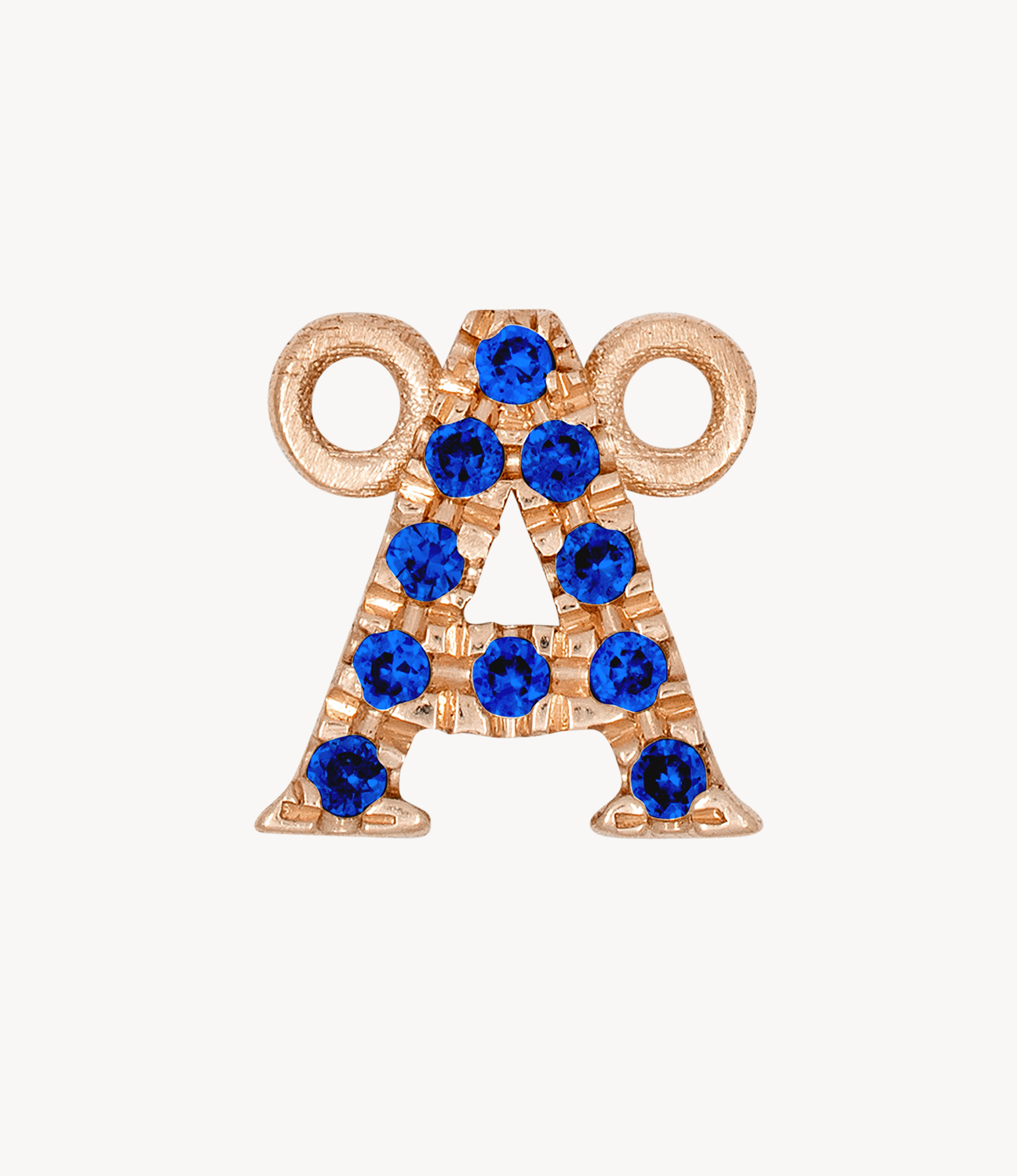 Rose Gold, Blue Sapphire Letter - Roxanne First