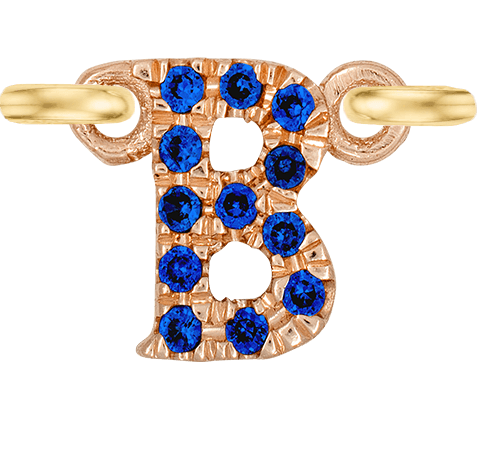 Rose Gold, Blue Sapphire Letter - Roxanne First