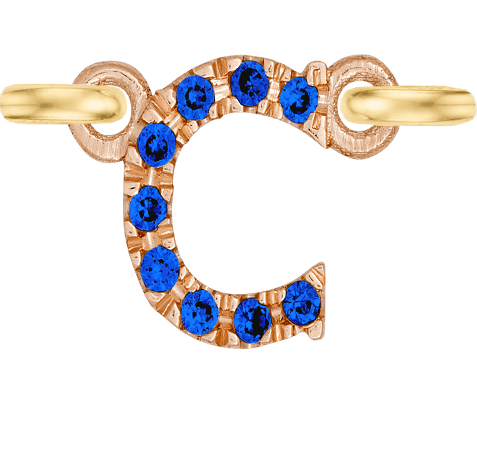 Rose Gold, Blue Sapphire Letter - Roxanne First