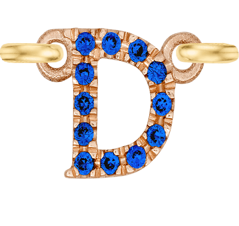 Rose Gold, Blue Sapphire Letter - Roxanne First