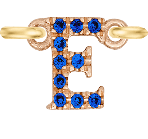 Rose Gold, Blue Sapphire Letter - Roxanne First