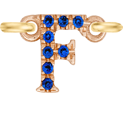 Rose Gold, Blue Sapphire Letter - Roxanne First