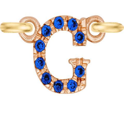 Rose Gold, Blue Sapphire Letter - Roxanne First