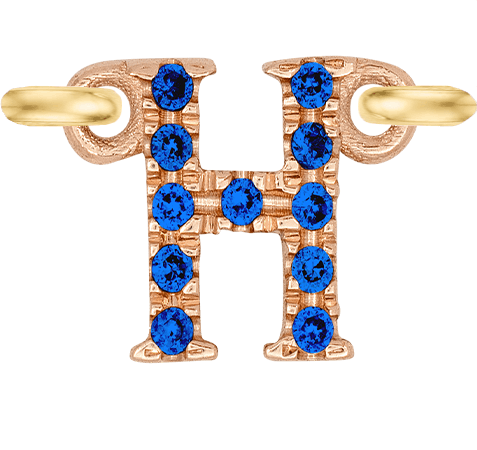 Rose Gold, Blue Sapphire Letter - Roxanne First