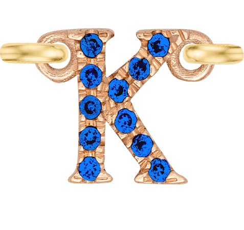 Rose Gold, Blue Sapphire Letter - Roxanne First