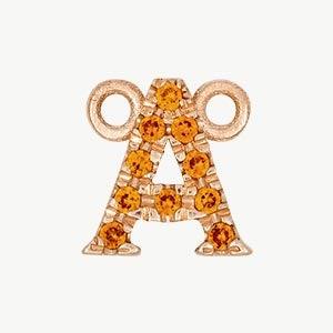 Rose Gold, Orange Sapphire Letter - Roxanne First