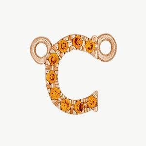 Rose Gold, Orange Sapphire Letter - Roxanne First