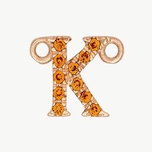 Rose Gold, Orange Sapphire Letter - Roxanne First