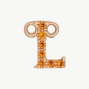 Rose Gold, Orange Sapphire Letter - Roxanne First