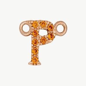 Rose Gold, Orange Sapphire Letter - Roxanne First