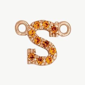 Rose Gold, Orange Sapphire Letter - Roxanne First