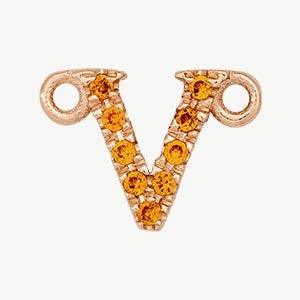 Rose Gold, Orange Sapphire Letter - Roxanne First