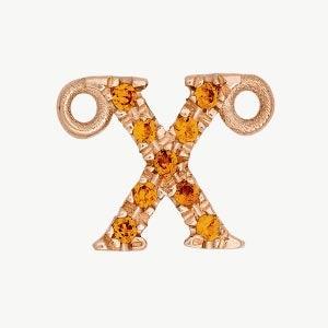 Rose Gold, Orange Sapphire Letter - Roxanne First