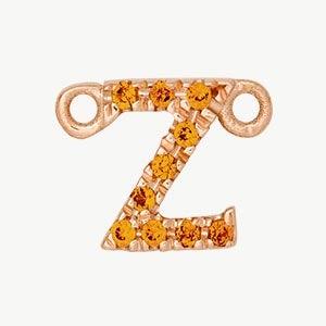 Rose Gold, Orange Sapphire Letter - Roxanne First