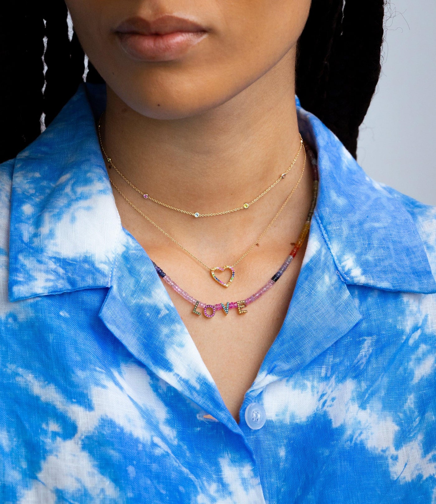 Rainbow Sapphire Heart Necklace - Roxanne First