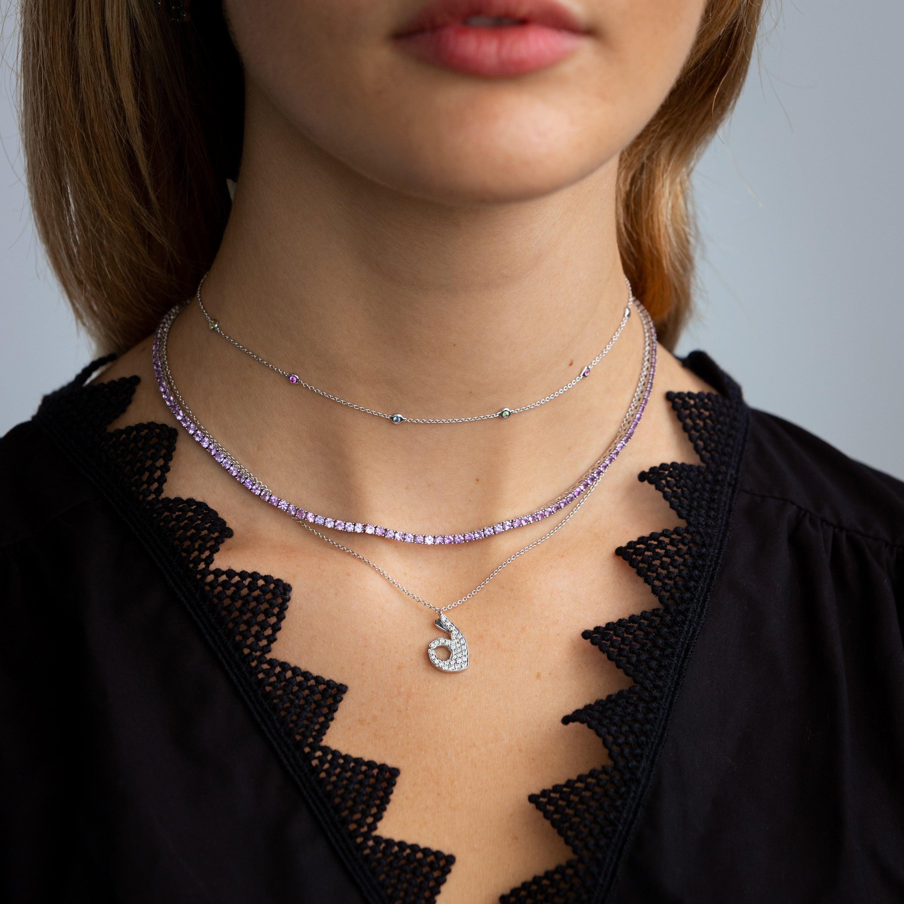 Lilac Sapphire Tennis Necklace - Roxanne First