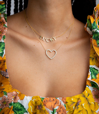 Diamond Baguette Heart Necklace - Roxanne First