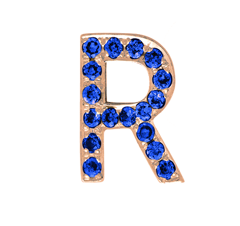 Rose Gold, Blue Sapphire Letter Bead - Roxanne First
