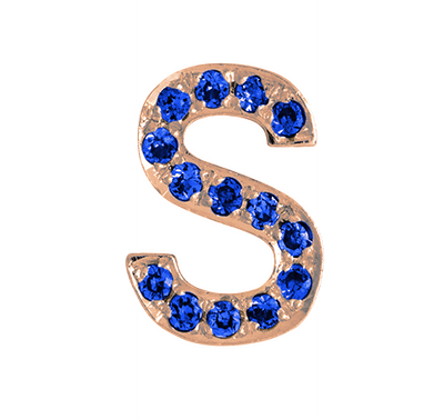 Rose Gold, Blue Sapphire Letter Bead - Roxanne First