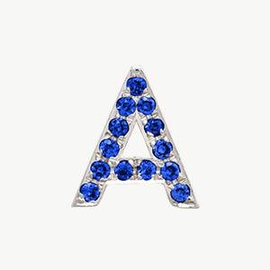 White Gold, Blue Sapphire Letter Bead - Roxanne First