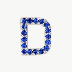 White Gold, Blue Sapphire Letter Bead - Roxanne First