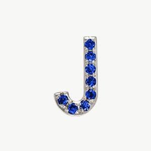 White Gold, Blue Sapphire Letter Bead - Roxanne First