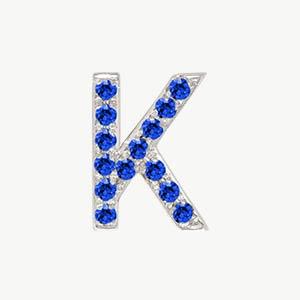 White Gold, Blue Sapphire Letter Bead - Roxanne First