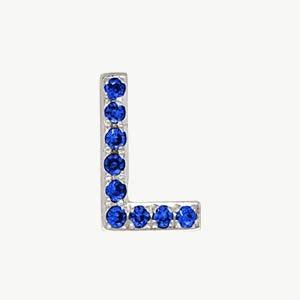 White Gold, Blue Sapphire Letter Bead - Roxanne First