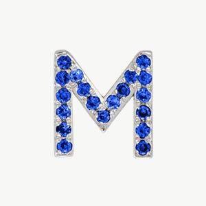 White Gold, Blue Sapphire Letter Bead - Roxanne First