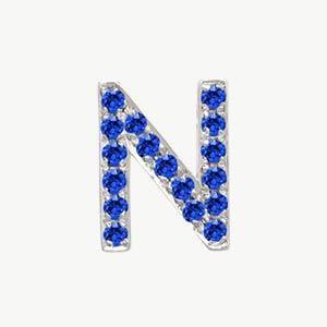 White Gold, Blue Sapphire Letter Bead - Roxanne First