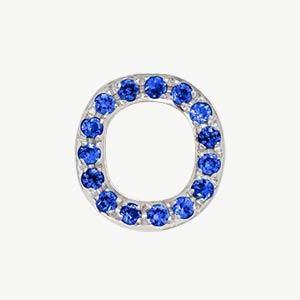 White Gold, Blue Sapphire Letter Bead - Roxanne First