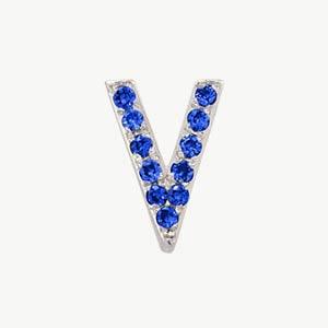 White Gold, Blue Sapphire Letter Bead - Roxanne First