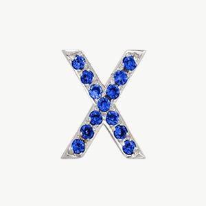 White Gold, Blue Sapphire Letter Bead - Roxanne First