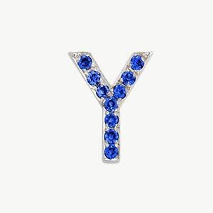 White Gold, Blue Sapphire Letter Bead - Roxanne First