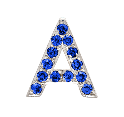 White Gold, Blue Sapphire Letter Bead - Roxanne First