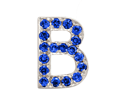 White Gold, Blue Sapphire Letter Bead - Roxanne First