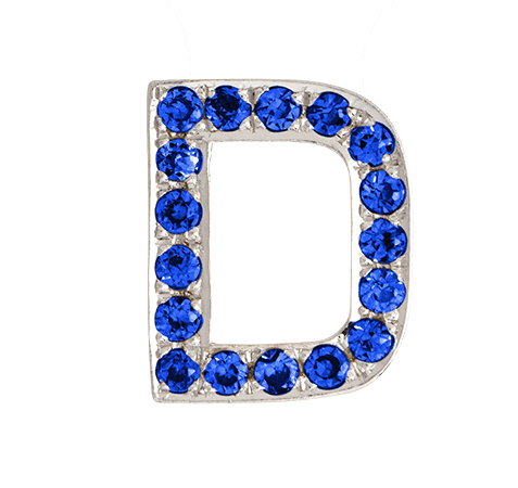 White Gold, Blue Sapphire Letter Bead - Roxanne First