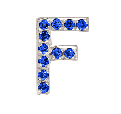 White Gold, Blue Sapphire Letter Bead - Roxanne First