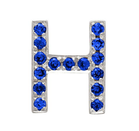 White Gold, Blue Sapphire Letter Bead - Roxanne First