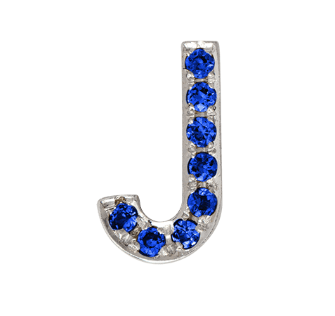 White Gold, Blue Sapphire Letter Bead - Roxanne First