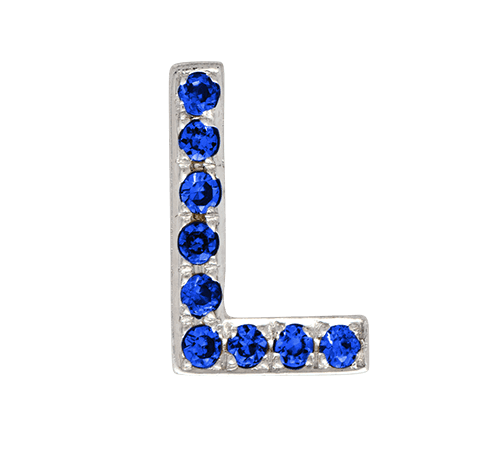 White Gold, Blue Sapphire Letter Bead - Roxanne First