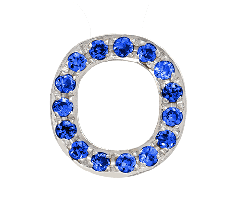 White Gold, Blue Sapphire Letter Bead - Roxanne First