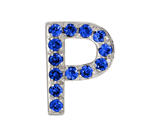 White Gold, Blue Sapphire Letter Bead - Roxanne First