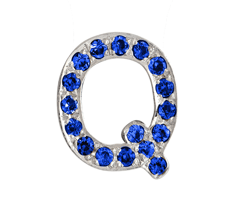 White Gold, Blue Sapphire Letter Bead - Roxanne First