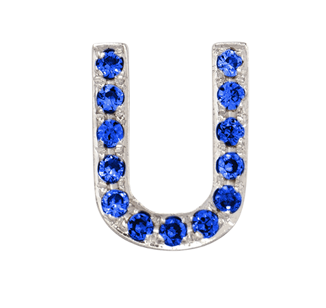 White Gold, Blue Sapphire Letter Bead - Roxanne First